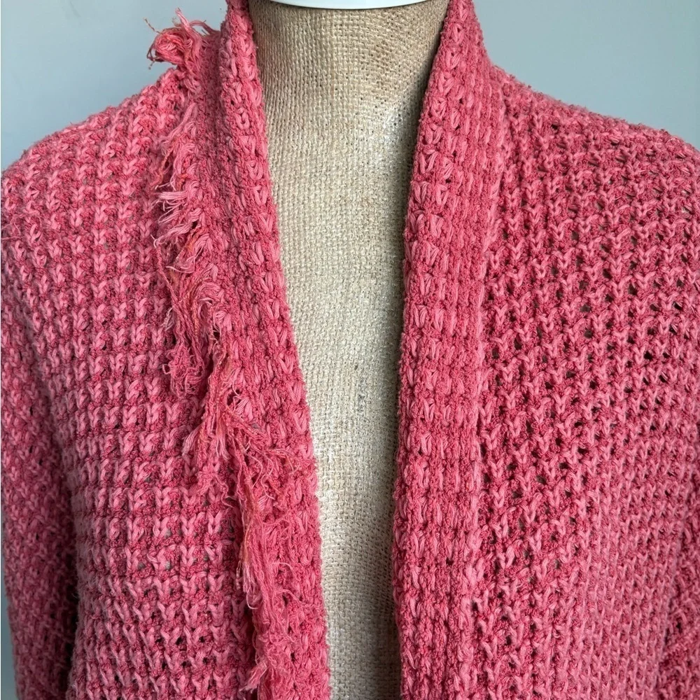 Free People I'll Be Around Fringe Hem Open Cardigan Sweater Medium